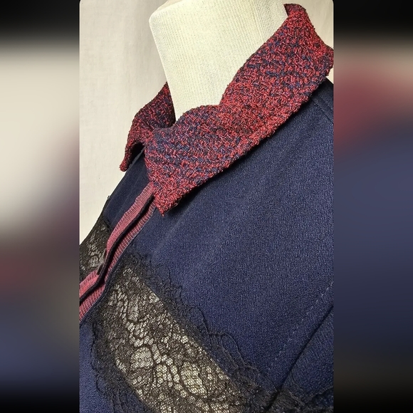 MAJE Riloid Navy Lace Trim Collared Dress Sz 1 As seen on TV Charmed - Picture 9 of 14